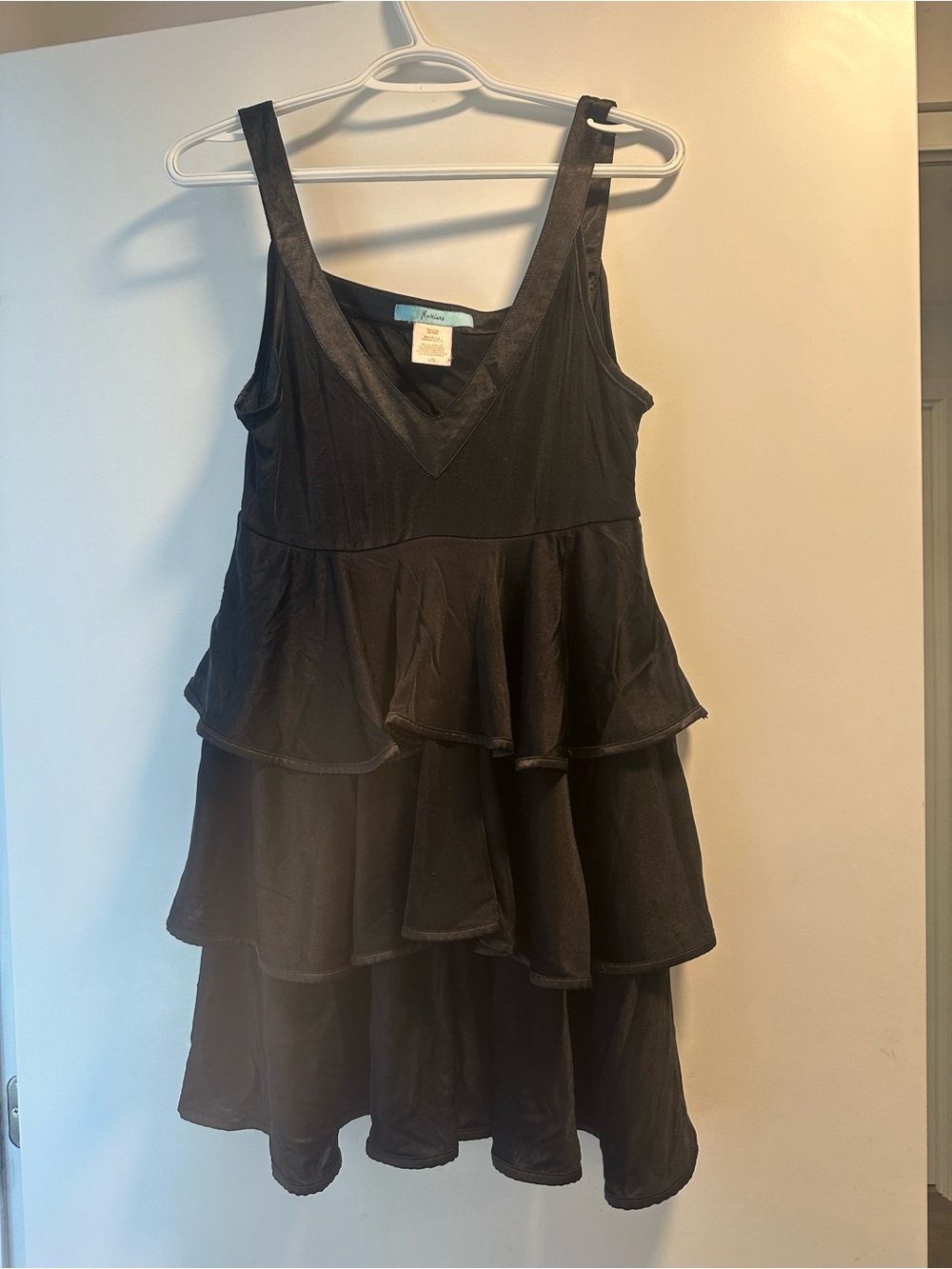 Marciano Black Layered V-Neck Mini Dress